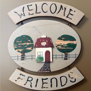 Vintage Welcome Friends Wall Sign